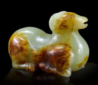 Chinese Yellow Jade Ram, 19th/20th Century
