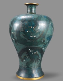 Chinese Cloisonne Meiping Vase with Dragon Motif