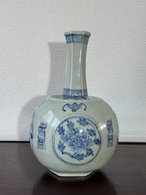 Korean Blue and White Porcelain Vase wiith Peony