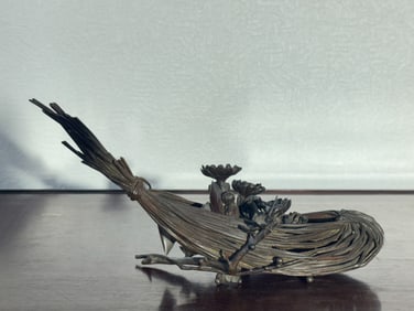Japanese Bronze Okimono of Plum Blossom, Meiji Period