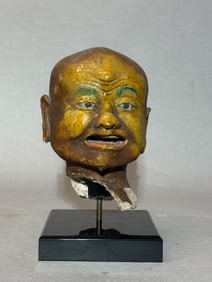 Chinese Ming Dynasty Sancai Lohan Head on Lucite Base, Ming Dynasty