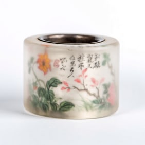 Chinese Painted Glass Thumb Ring