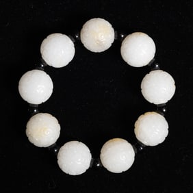 Chinease White jade Bead Bracelet