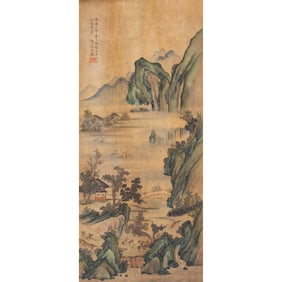 Attributed to Wen JIa (Ming Dynasty) - Chinese Painting Scroll of Landscape