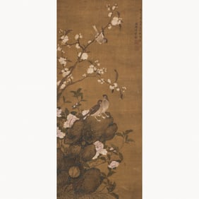 Yang Daolong (Qing Dynasty) - Chinese Painting Scroll of Bird and Flowers