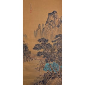 After Zhou Chen (1460 - 2636) - Chinese Painting Scroll of Landscape
