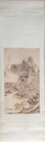 AfterWen Boren (1502-1575) - Chinese Painting Scroll of Retreat in the Autumn Landscape