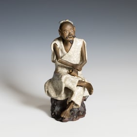 Chinese Shiwan Crackle-Glazed Figure of Monk JI Gong, 19th Century