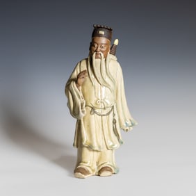 Chinese Shiwan Crackle-Glazed Figure of Lv Dongbin, 19th Century