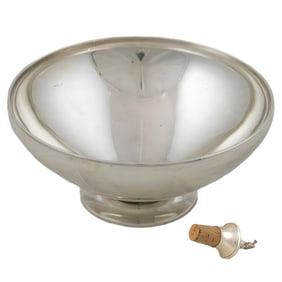 An English Birmingham sterling stopper and Tiffany sterling bowl