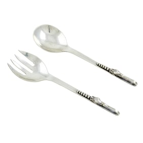 A pair of Mexican Sanborn sterling salad servers