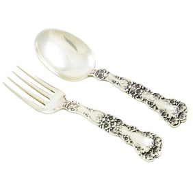 A Gorham sterling toddler fork and spoon set