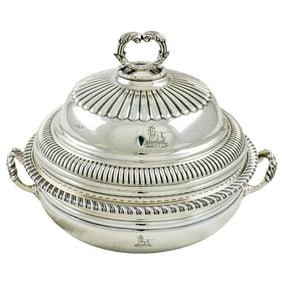 A George III Walter Brind sterling covered tureen with lobed design