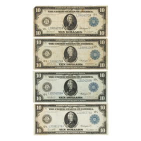 A currency group including three FR 950 notes and one FR 951 'Bunker' signed note
