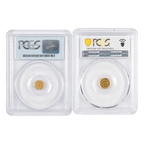 Two California fractional gold coins: 1859 BG 705 NGC MS 62 , 1853 BG 421 NGC unc detail