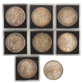 Eight US silver dollars: including 1883o