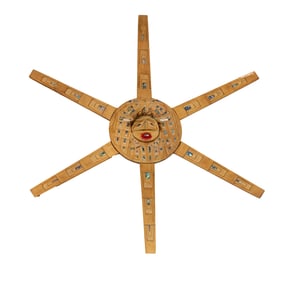 A Pacific Northwest shell inlaid plaque: Three Hawk Transforming