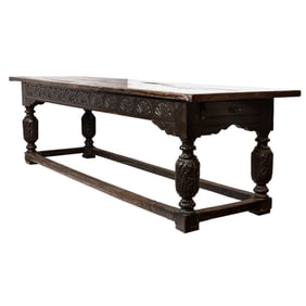 A William and Mary carved oak refectory table, late 17th/early 18th century