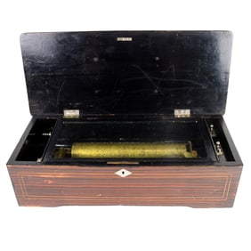 A Swiss marquetry inlaid music box