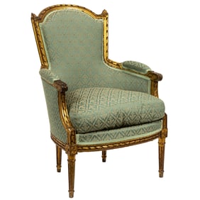 A Neoclassical style giltwood bergere