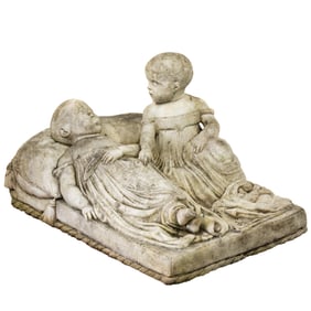 An Italian marble sculpture of children at rest circa 1860