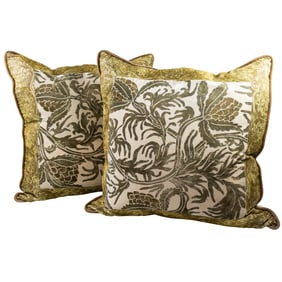 A pair of silk velvet upholstered accent pillows