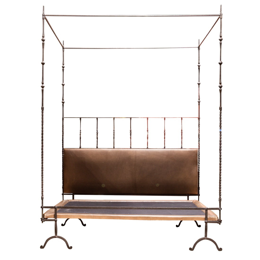 A Gregorius Pineo iron and leather canopy bed (1 of 4)