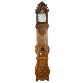 A French oak tall case clock