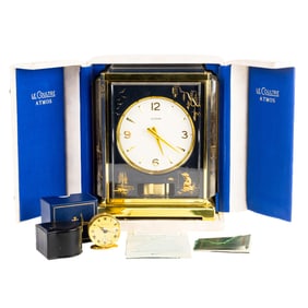 A LeCoultre Atmos Marina Chinoiserie clock in original case