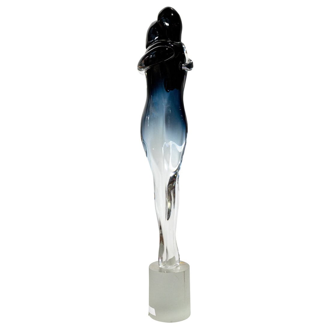 An Arnaldo Zanella (b. 1949) for Zanetti Murano glass sculpture: Northern Night Lovers: An Arnaldo Zanella (b. 1949) for Zanetti Murano glass sculpture: Northern Night Lovers, applied factory sticker for Zanetti, indistinctly engraved signature, 45"h