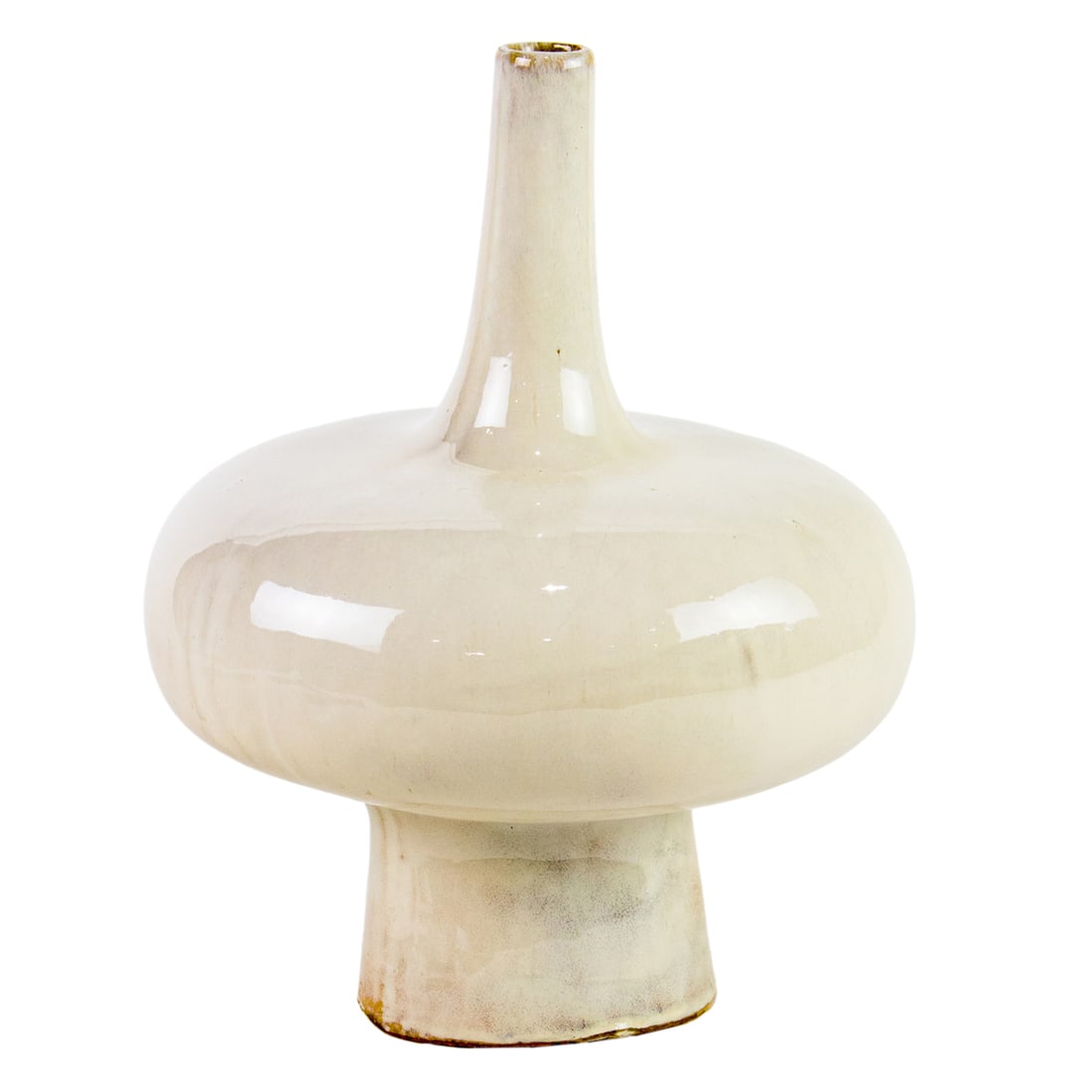 A Denise Gatard (attrib.) ceramic vase: A Denise Gatard (attrib.) ceramic vase, the footed globular vessel with stick neck incised with concentric rings, unmarked,10.5"h x 8" dia. Note: Denise Gatard (1908-1991), a French ceramic artist, wa