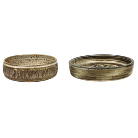 Two Modern stoneware low bowls