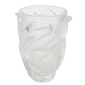 A Lalique glass Martinents vase