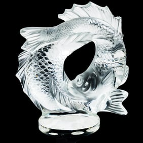A Lalique glass group of two fish: Deux Poissons