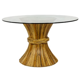 A Mcguire bamboo 'sheaf of wheat' pedestal breakfast table
