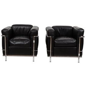 A pair of Le Corbusier for Cassina LC2 armchairs