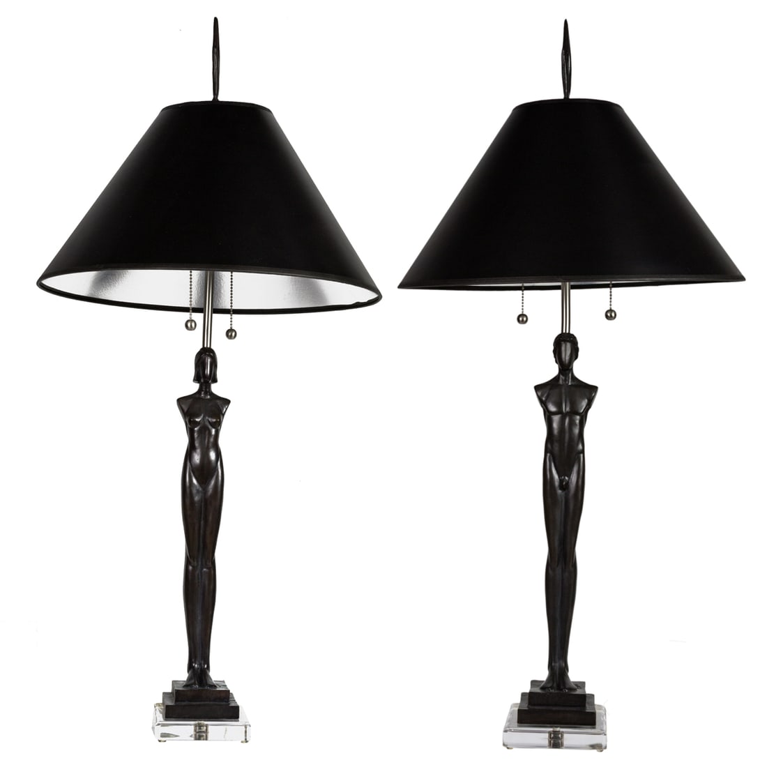 A pair of Tom Corbin patinated bronze 'Eden' figural table lamps (1 of 13)