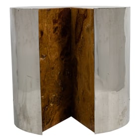A Leon Rosen for Pace chrome and onyx occassional table