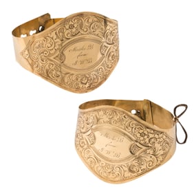 A pair of Victorian 14k gold bracelets