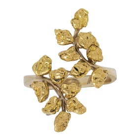 A natural gold nugget and 14k gold ring