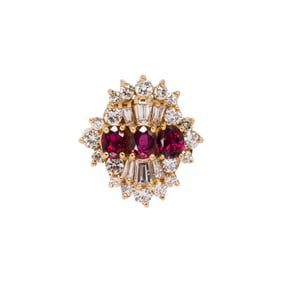 A ruby, diamond and 18k gold ring