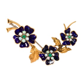 A Tiffany & Co. gem-set, enamel and 18k gold brooch, Italy