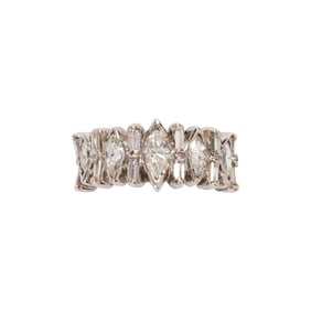 A diamond and 14k white gold ring