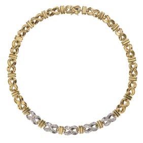 A diamond and 18k bi-color gold necklace