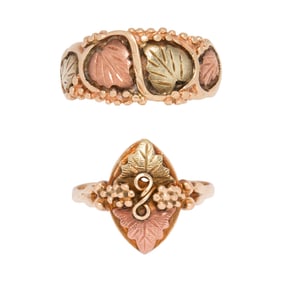 Two 10k tri-color gold rings