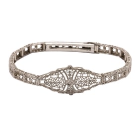 An art deco diamond and 14k white gold bracelet