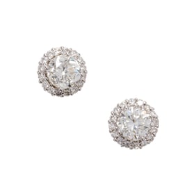 A pair of diamond and 18k white gold earrings