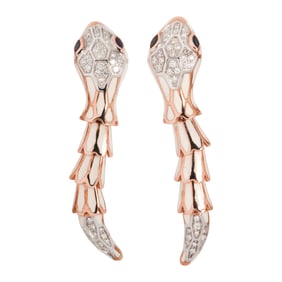 A pair of Alexis NY diamond, enamel and 18k gold-plated silver dragon earrings