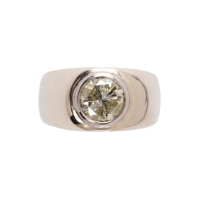 A diamond and 14k white gold ring