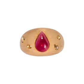 A ruby, diamond, and 18k gold ring